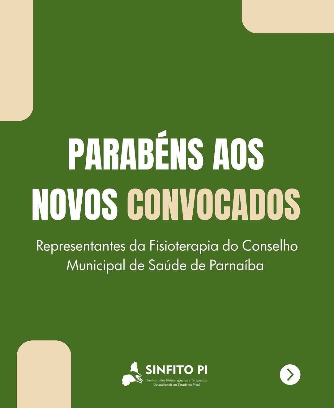  Parabenizamos os novos representantes da Fisioterapia no Conselho Municipal de Saúde de Parnaíba! 